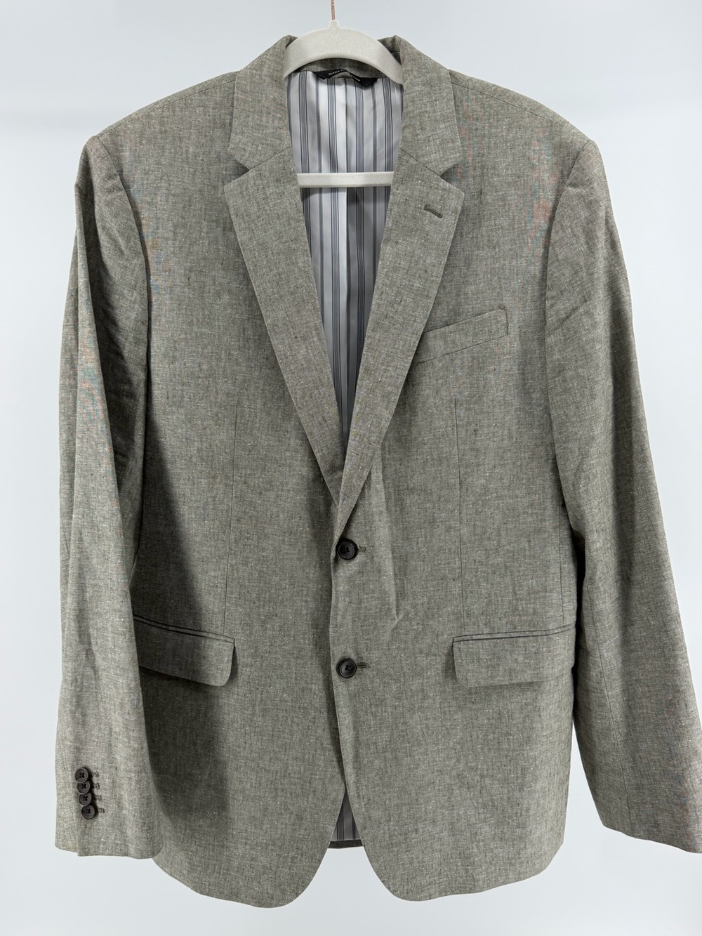 Banana Republic Standard Fit Gray Linen Cotton Blend Blazer Jacket, Men's 42L